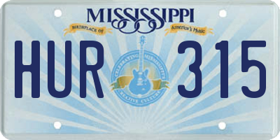 MS license plate HUR315