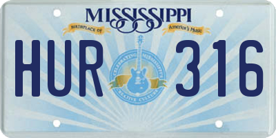 MS license plate HUR316