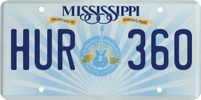 MS license plate HUR360