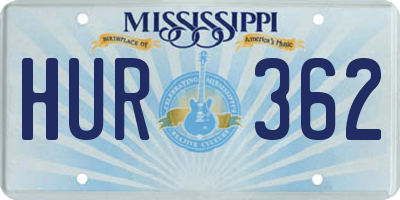 MS license plate HUR362