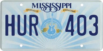 MS license plate HUR403