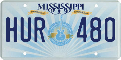 MS license plate HUR480