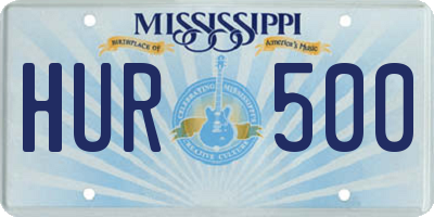 MS license plate HUR500