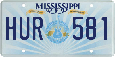 MS license plate HUR581