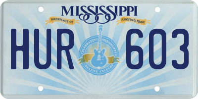 MS license plate HUR603