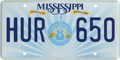 MS license plate HUR650