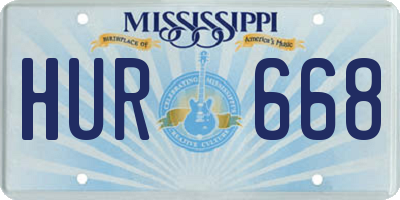 MS license plate HUR668