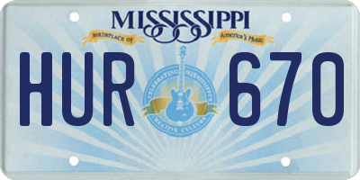 MS license plate HUR670