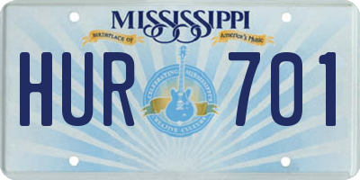 MS license plate HUR701