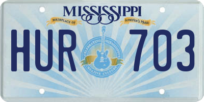 MS license plate HUR703