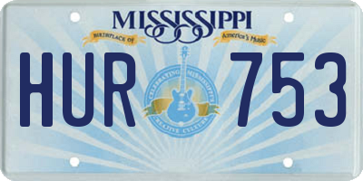 MS license plate HUR753