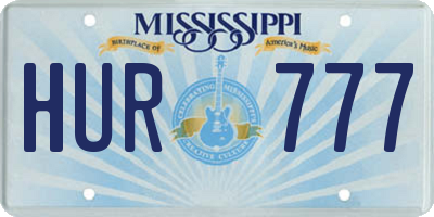 MS license plate HUR777