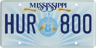 MS license plate HUR800