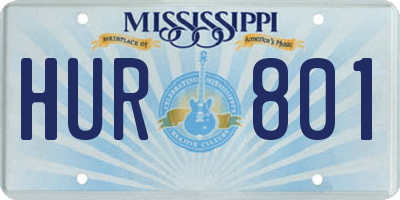 MS license plate HUR801