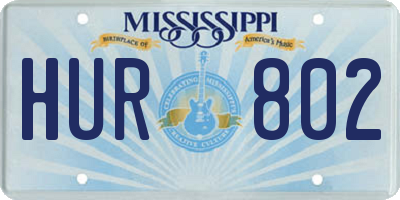 MS license plate HUR802
