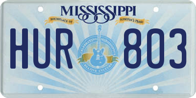 MS license plate HUR803