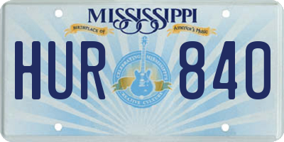 MS license plate HUR840