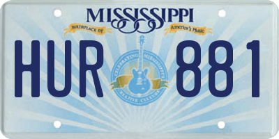 MS license plate HUR881