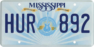 MS license plate HUR892