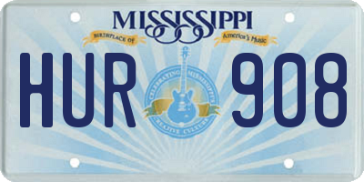 MS license plate HUR908