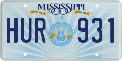 MS license plate HUR931