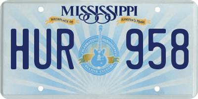 MS license plate HUR958