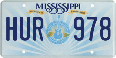 MS license plate HUR978