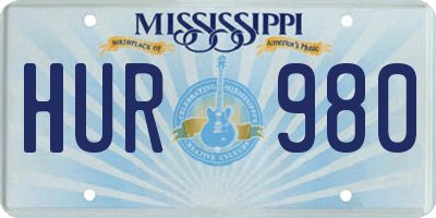 MS license plate HUR980