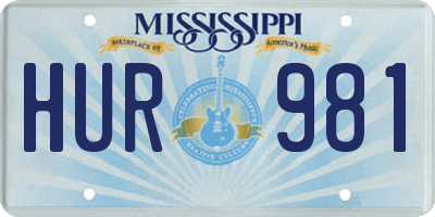 MS license plate HUR981