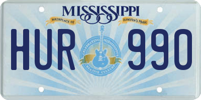 MS license plate HUR990