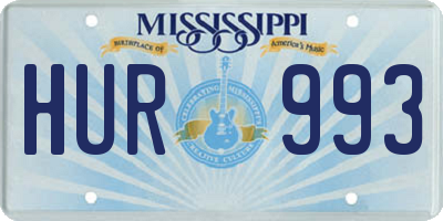MS license plate HUR993
