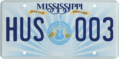 MS license plate HUS003