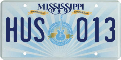 MS license plate HUS013