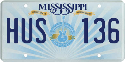MS license plate HUS136