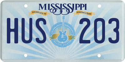 MS license plate HUS203