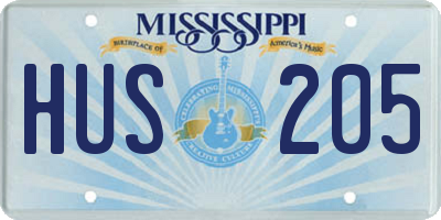 MS license plate HUS205