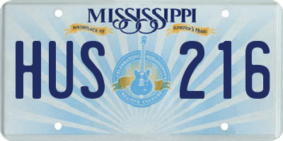 MS license plate HUS216