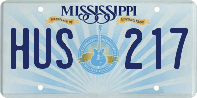 MS license plate HUS217