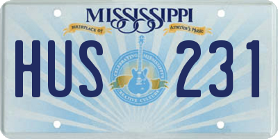 MS license plate HUS231