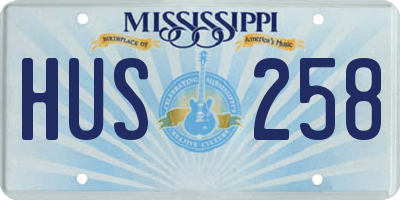 MS license plate HUS258