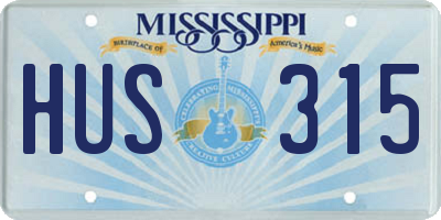 MS license plate HUS315
