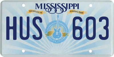 MS license plate HUS603