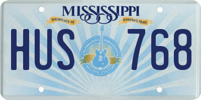 MS license plate HUS768