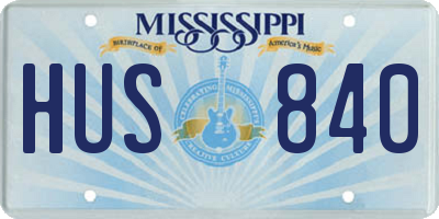 MS license plate HUS840