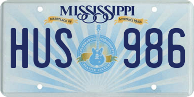MS license plate HUS986