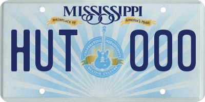 MS license plate HUT000