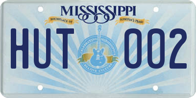 MS license plate HUT002