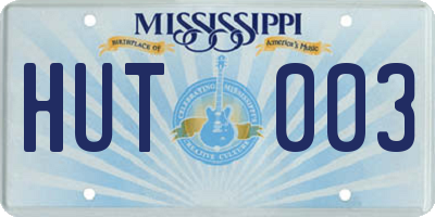 MS license plate HUT003