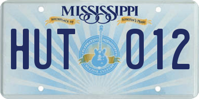 MS license plate HUT012