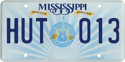 MS license plate HUT013